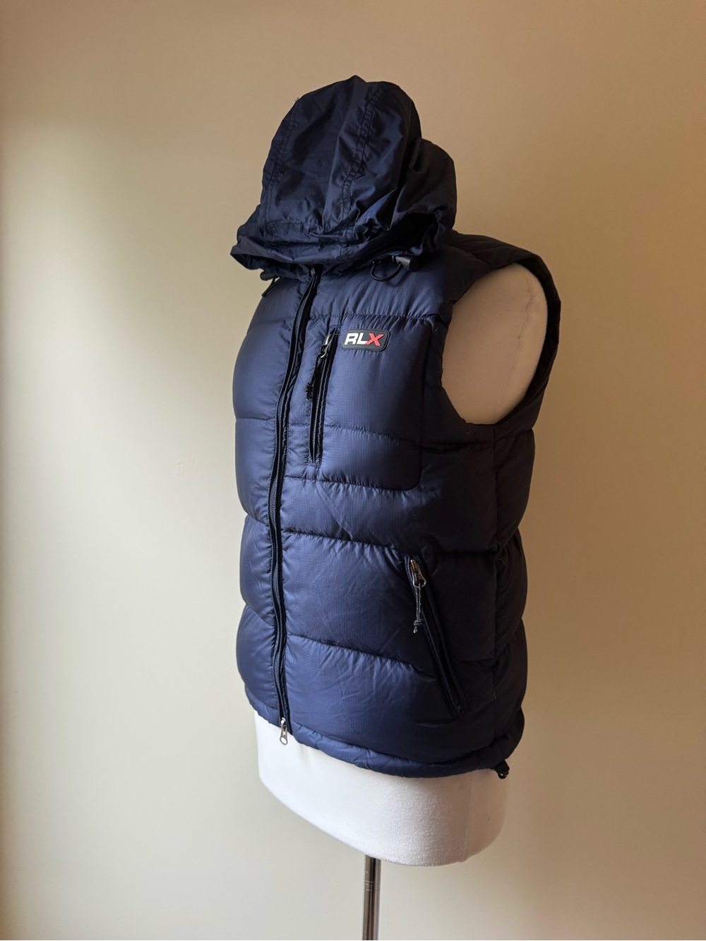 Ralph Lauren RLX Polo Sport Y2K Navy Puffer Vest Hooded Ski Gorpcore